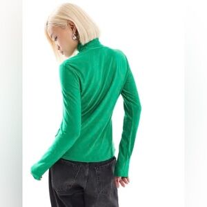 Mango Green Long Sleeve Mock Neck Top